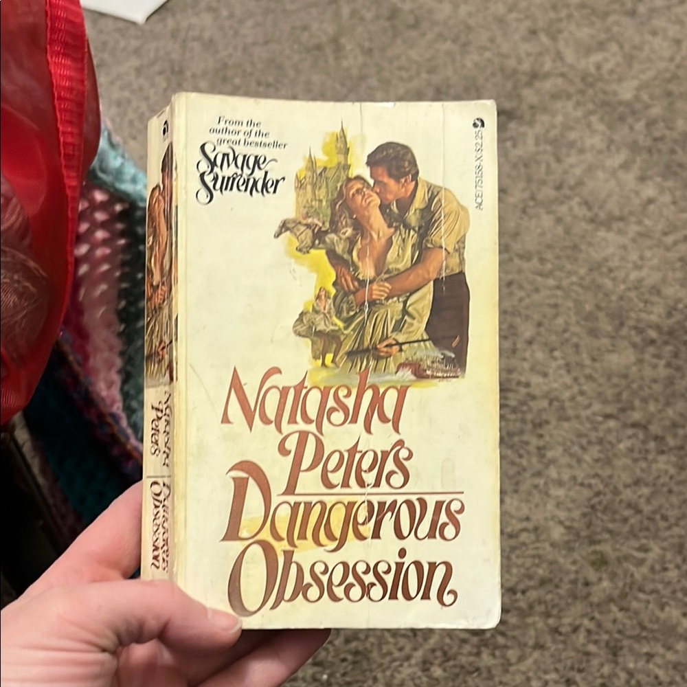 Dangerous Obsessions, By Natasha Peters, Cream and Red Vintage Romance Novel